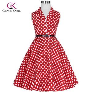 RED AND WHITE POLKA DOT DRESS